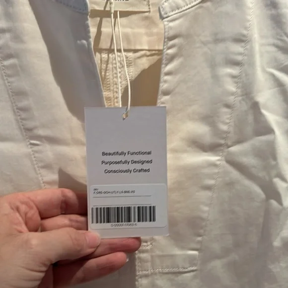 🎀 NWT EVERLANE organic cotton The Long-Sleeve Utility Mini Dress XS in bone - Picture 8 of 16